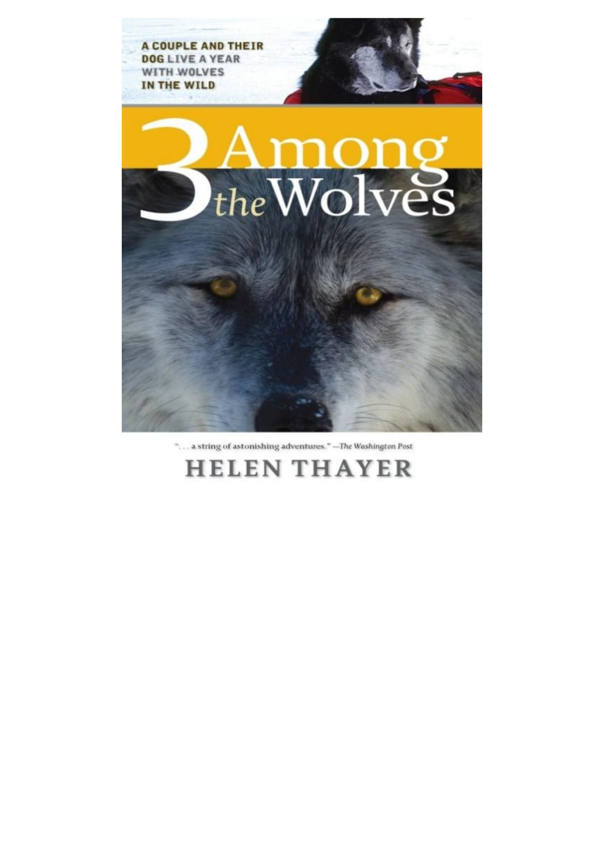 Three Among The Wolves A Couple And Their Dog Live A Year With Wolves In The Wild Helen Thayer
