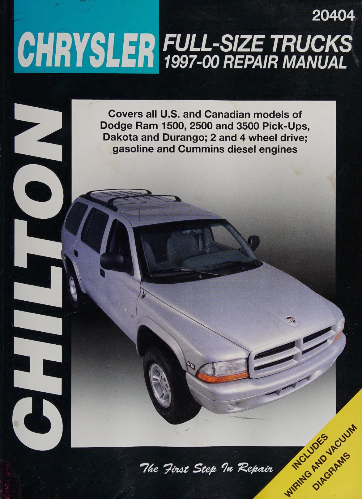 Chiltons Chrysler Fullsize Trucks 19972000 Repair Manual Pellicciotti