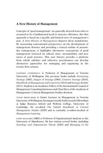 A New History Of Management Stephen Cummings Todd Bridgman John Hassard