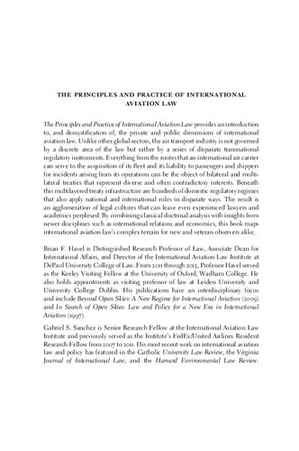 The Principles And Practice Of International Aviation Law Brian F Havel