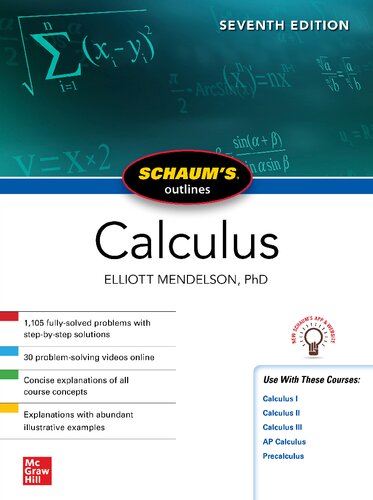 Schaums Outline Of Calculus 7th Edition 7th Elliott Mendelson