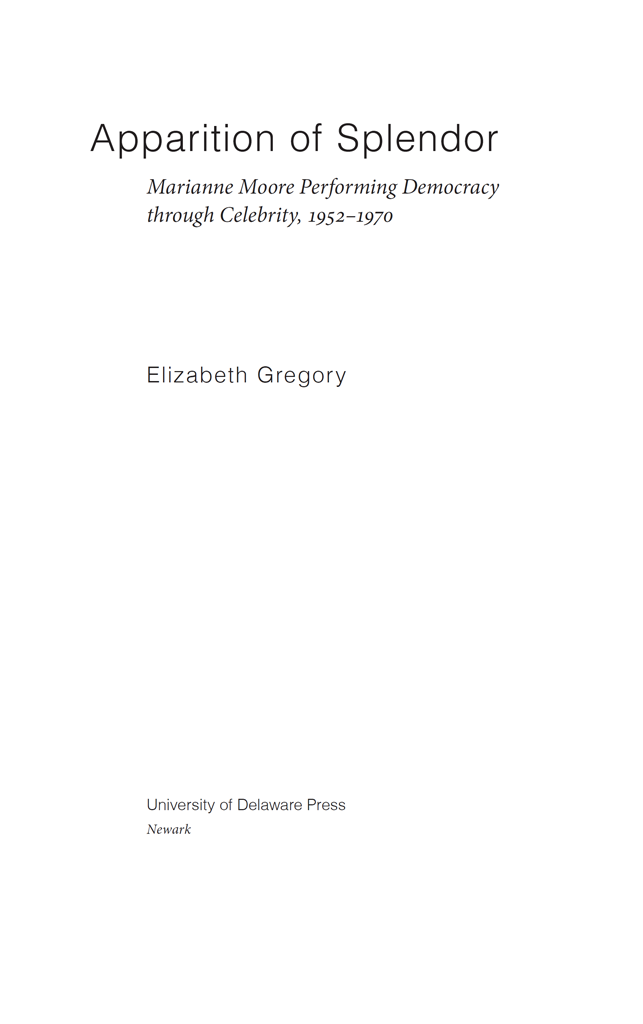Apparition Of Splendor Elizabeth Gregory