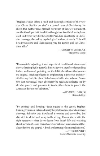 Salvation Not Purchased Overcoming The Ransom Idea To Rediscover The Original Gospel Teaching Stephen Finlan