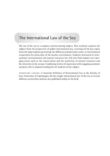 The International Law Of The Sea 1st Edition Yoshifumi Tanaka