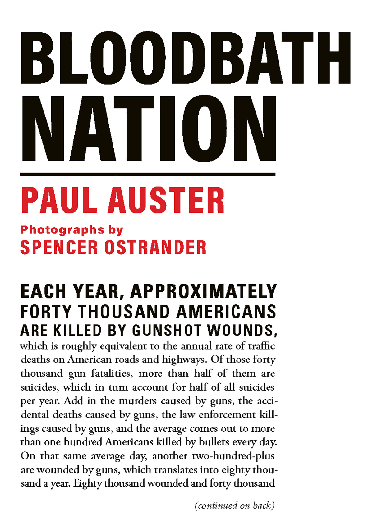 Bloodbath Nation Paul Auster