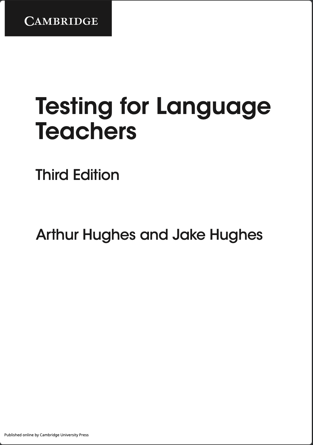Testing For Language Teachers 3rd Edition Arthur Hughes Jake Hughes