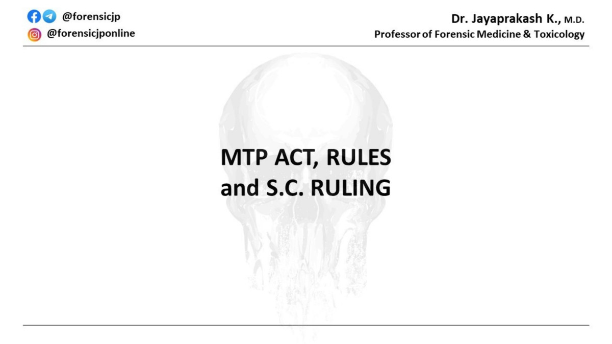 Mtp Act And Regulations Forensic Medicine By Doc Jayaprakash Doc Jayaprakash