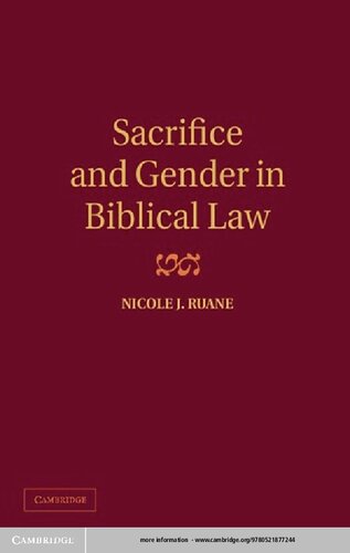 Sacrifice And Gender In Biblical Law Nicole J Ruane