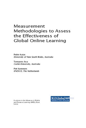 Measurement Methodologies To Assess The Effectiveness Of Global Online Learning Pedro Isaias