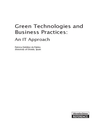 Green Technologies And Business Practices An It Approach Patricia Ordez De Pablos