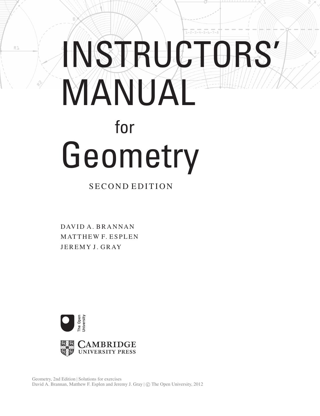 Instructors Manual For Geometry 2nd Edition David A Brannan