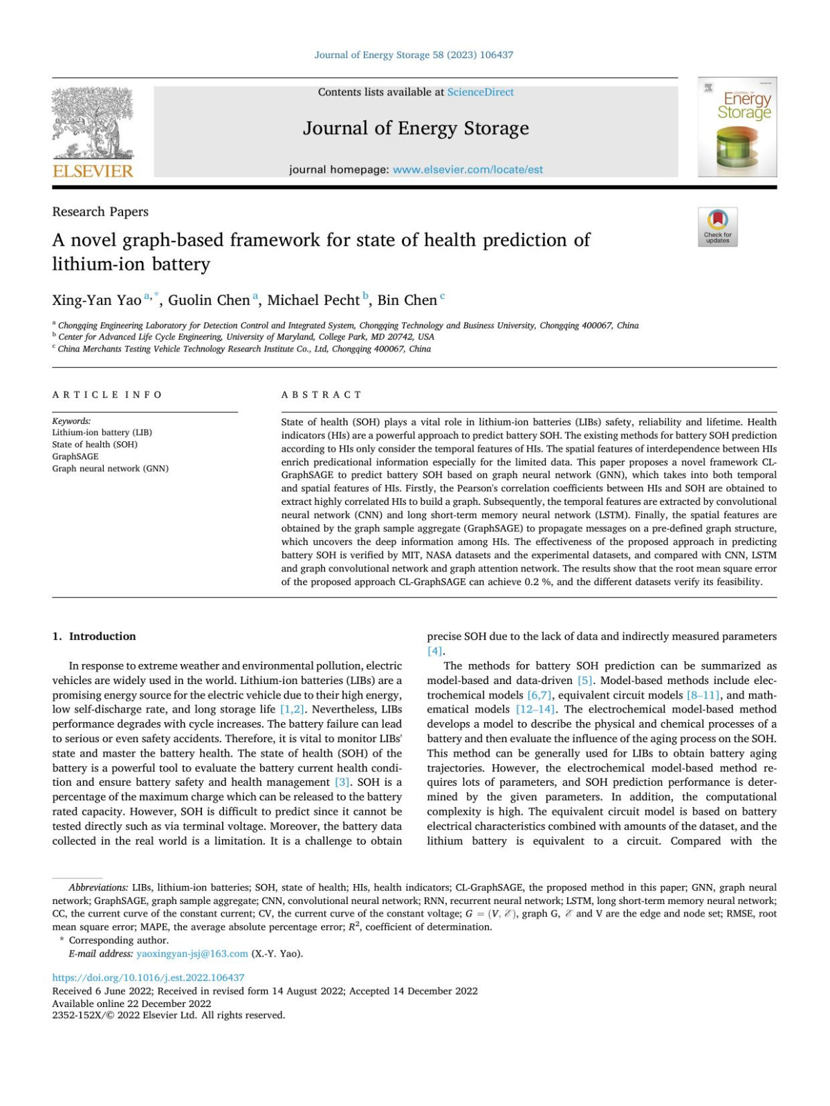 A Novel Graphbased Framework For State Of Health Prediction Of Lithiumion Battery Xingyan Yao