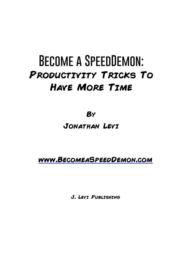 Become A Speeddemon Jonathan Levi