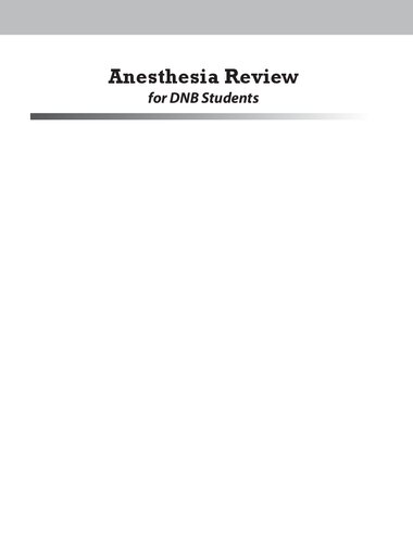 Anesthesia Review For Dnb Students 1st Kaushik Jothinath