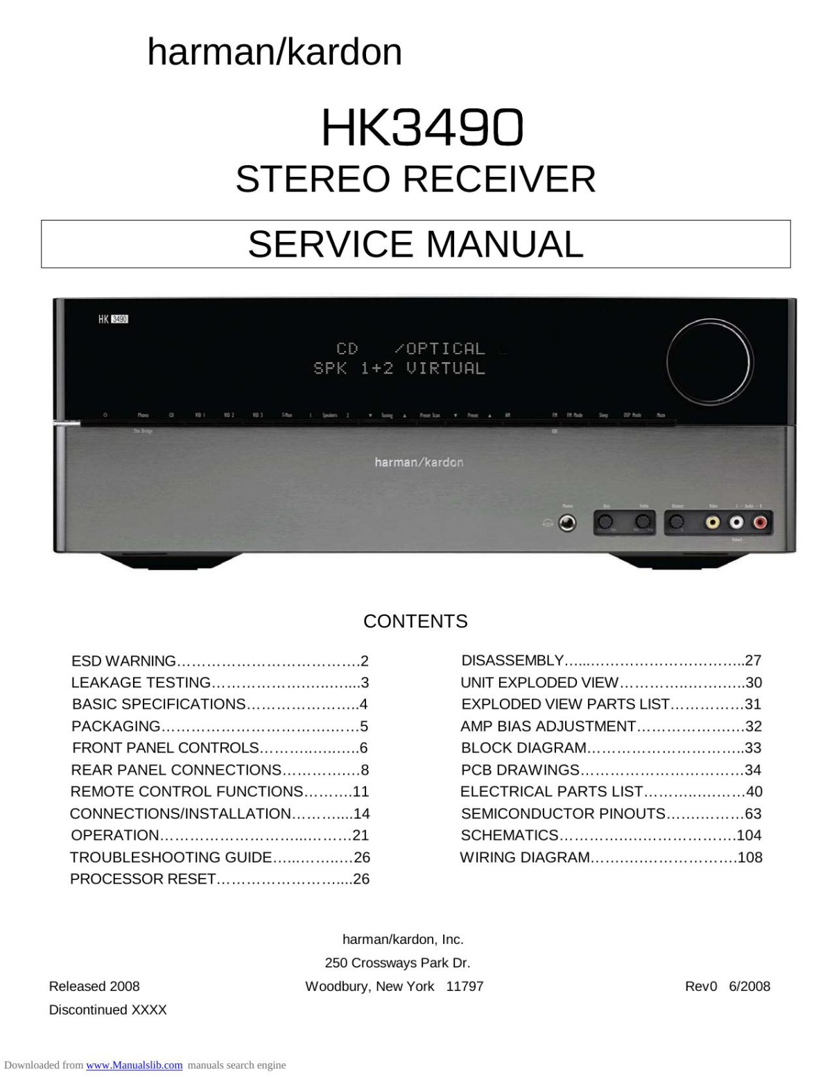 Harman Kardon Hk3490 Service Manual Harman Kardon