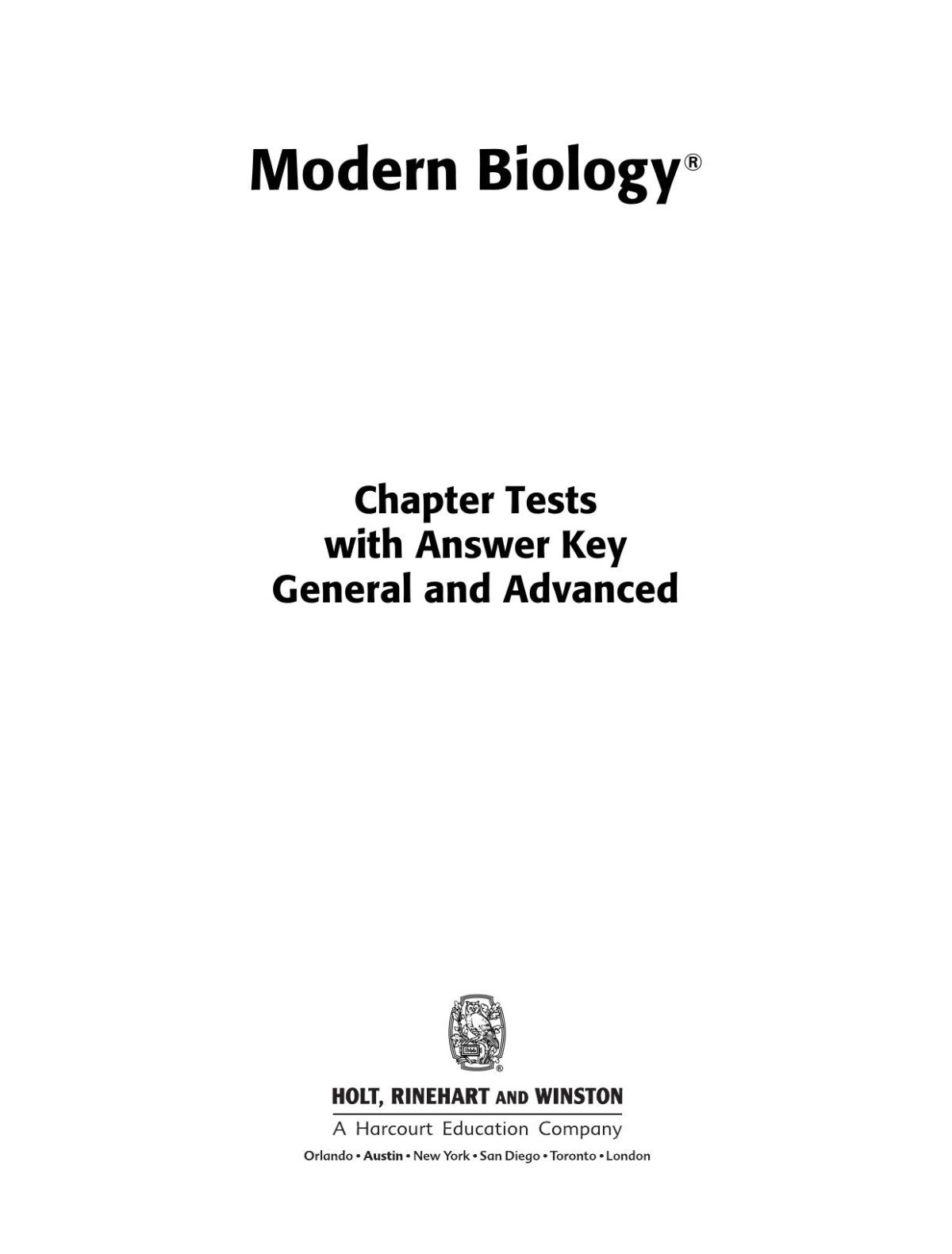 Modern Biology Holt Rinehart Winston Holt Rinehart And Winston Staff