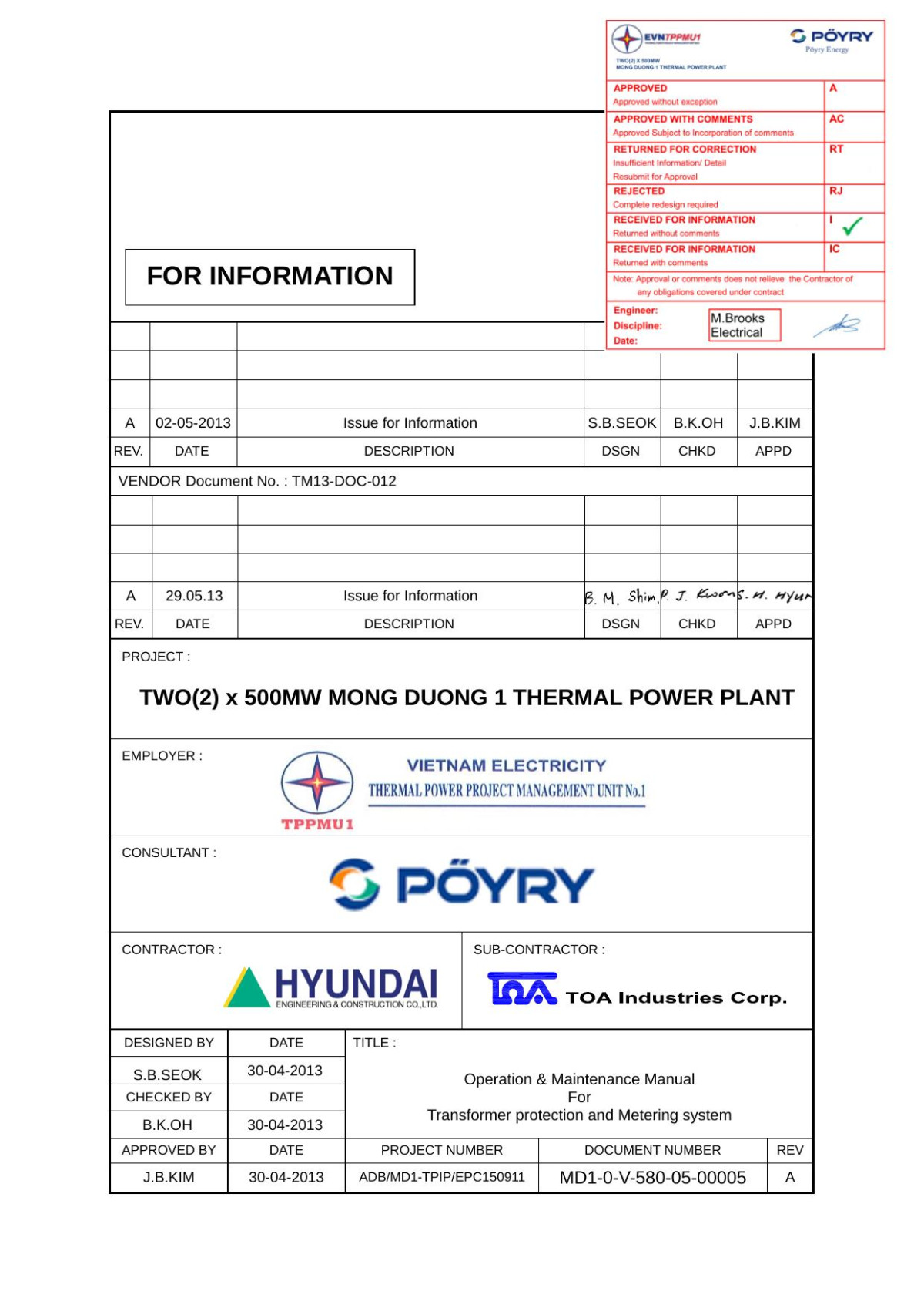 Om Manual For Transformer Protection And Metering System A Poyry