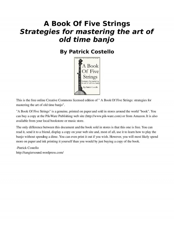 A Book Of Five Strings Patrick Costello