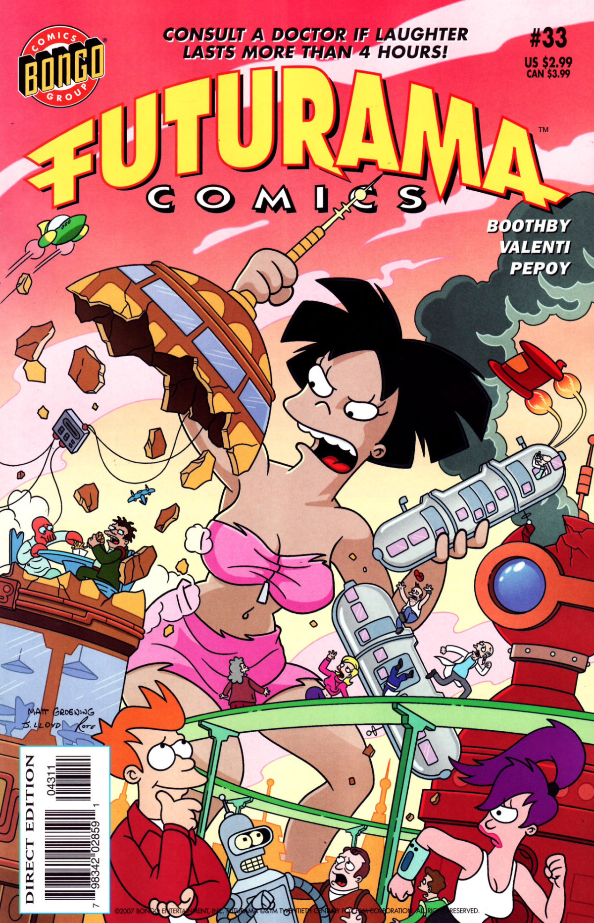 Futurama Comics 33 Attack Of The 50foot Amy Andrew Pepoy Bill Morrison Carlos Valenti Ian Boothby James Lloyd Karen Bates Matt Groening Mike Rote Nathan Hamill Ralph Reese