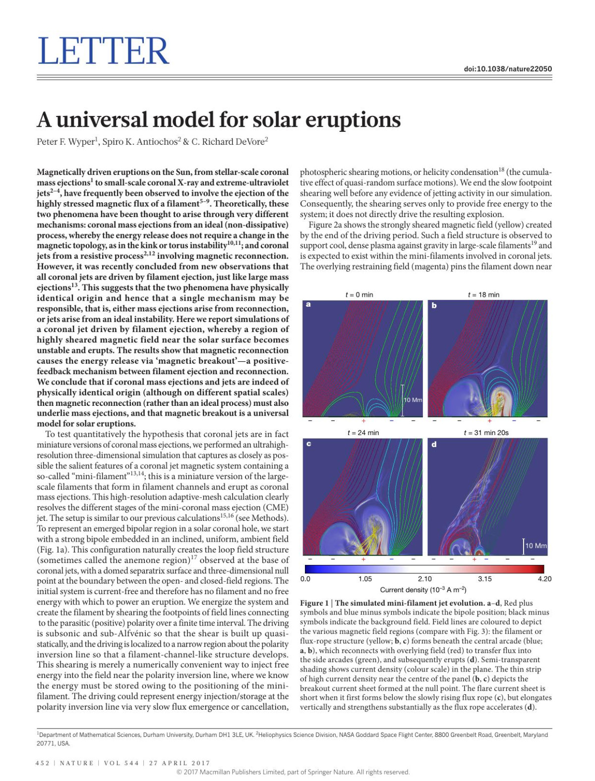 A Universal Model For Solar Eruptions Peter F Wyper Spiro K Antiochos C Richard Devore