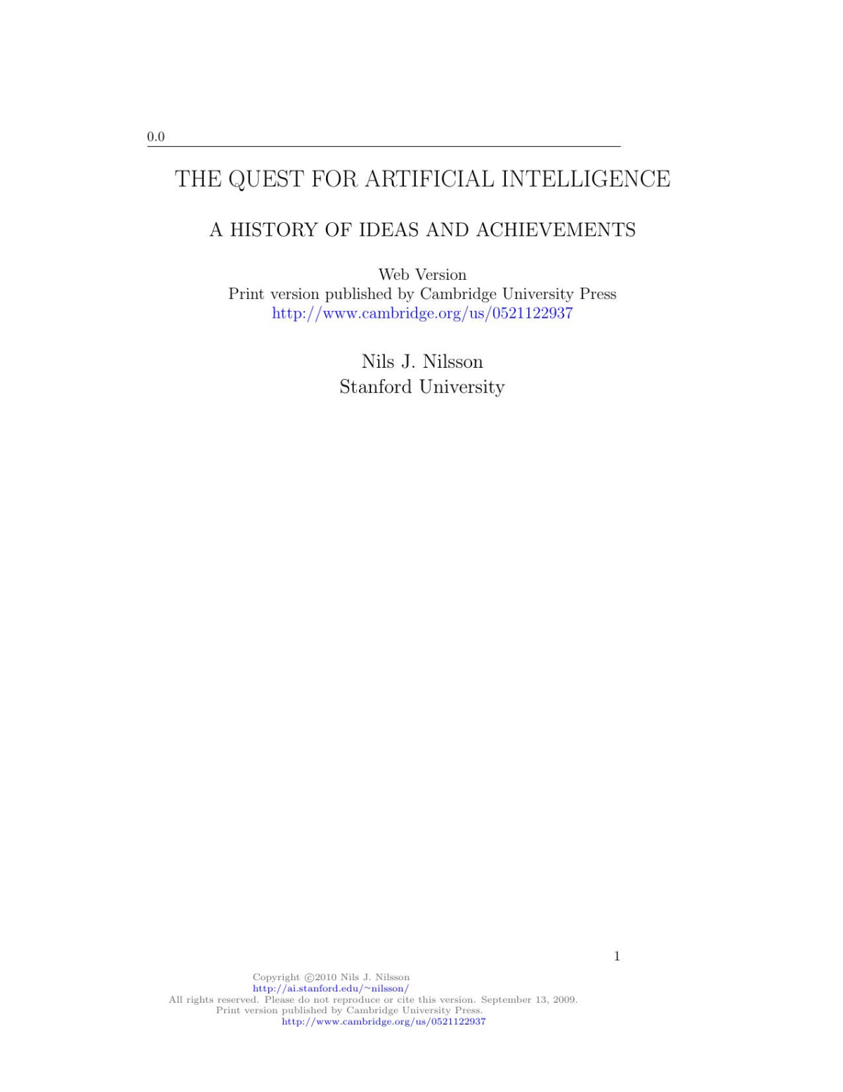 The Quest For Artificial Intelligence Nils J Nilsson