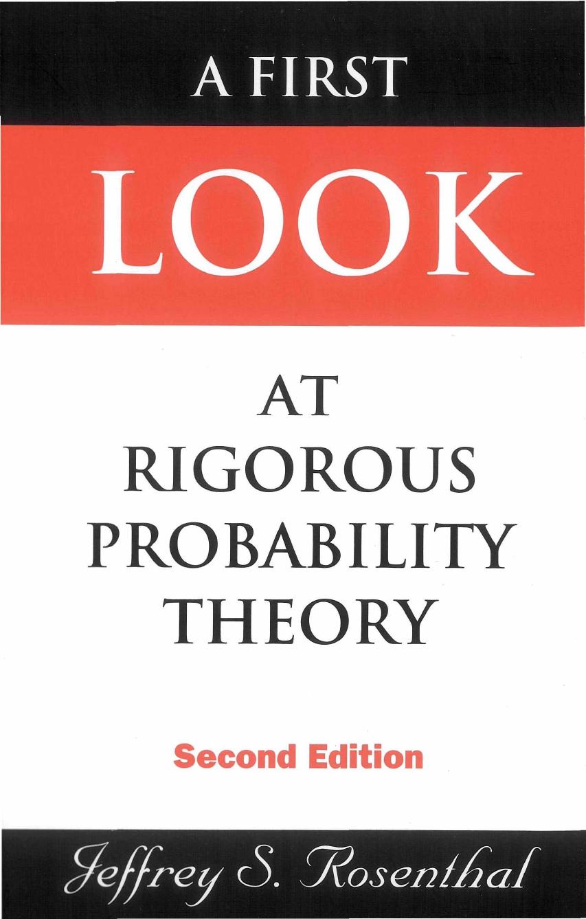 A First Look At Rigorous Probability Theory Jeffrey S Rosenthal