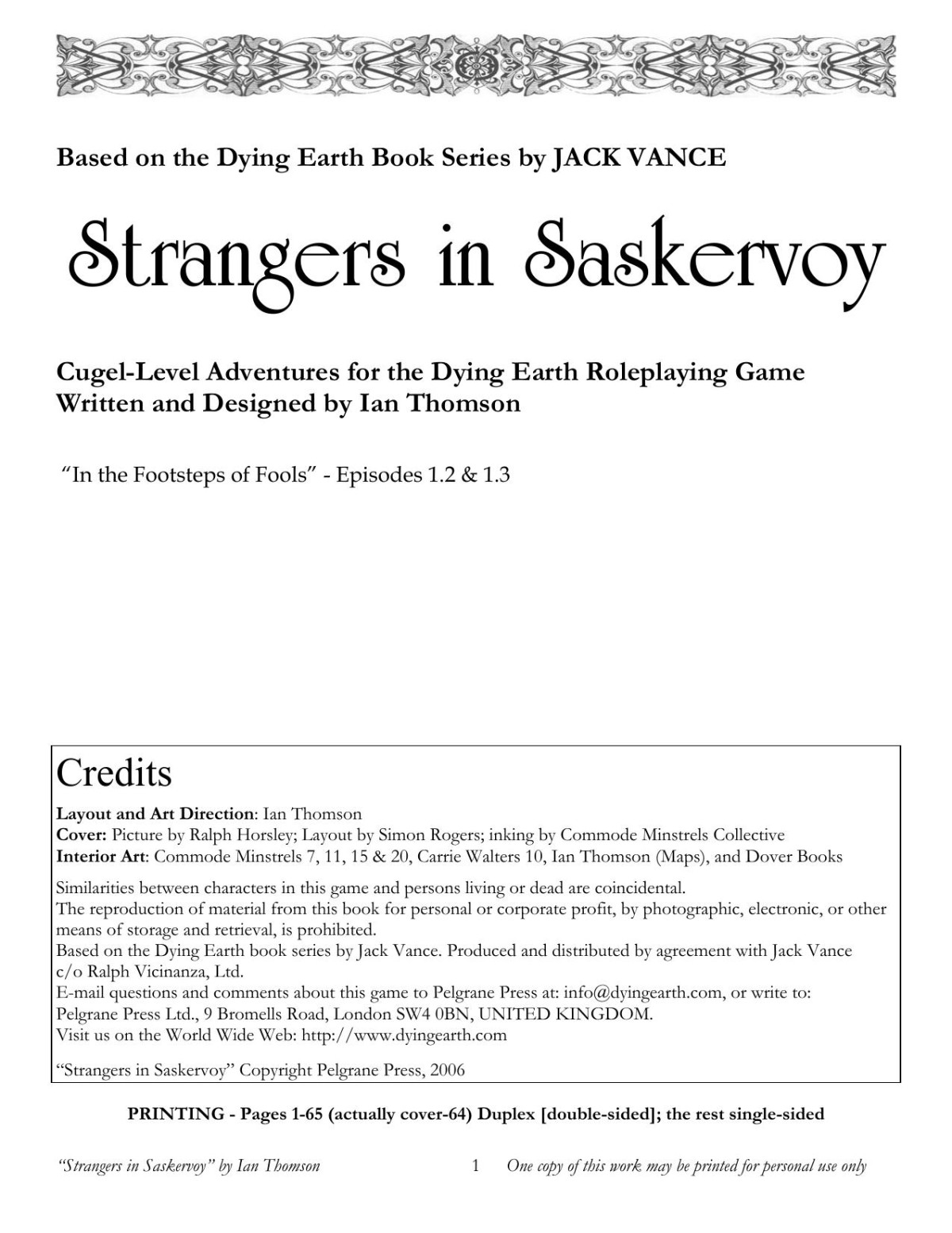 Strangers In Saskervoy Ian Thomson