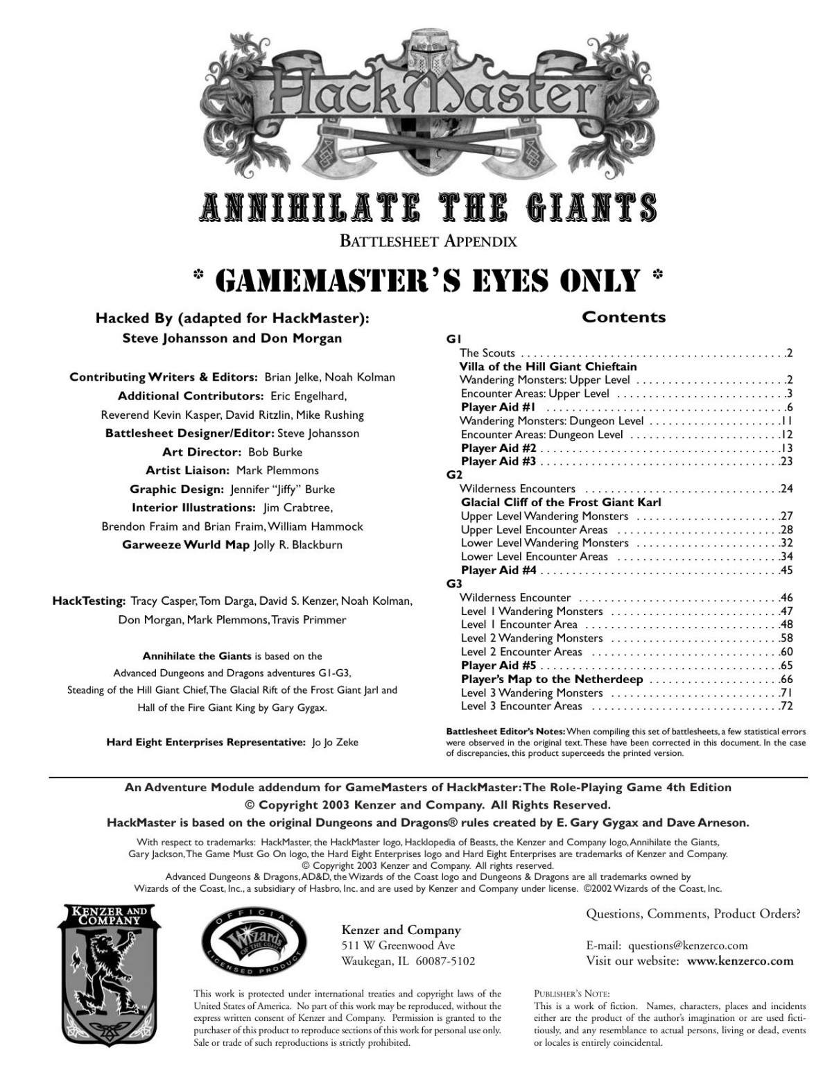 Hackmaster Annihilate The Giants Steve Johansson Don Morgan