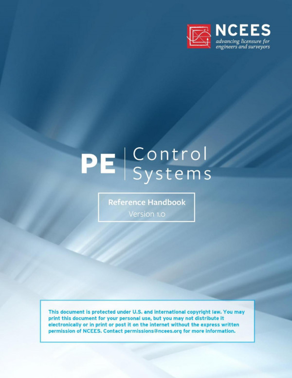 Principles And Practice Of Engineering Pe Control System Reference Handbook 1st Edition National Council Of Examiners For Engineering And Surveying Ncees