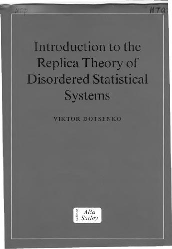 Introduction To The Replica Theory Of Disordered Statistical Systems Pt Dotsenko V