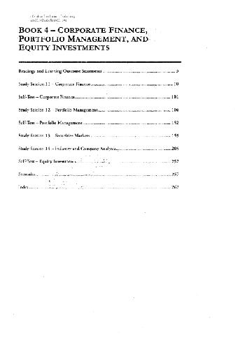 Schwesernotes 2009 Cfa Exam Level 1 Book 4 Corporate Finance Portfolio Management And Equity Investments Schwesernotes