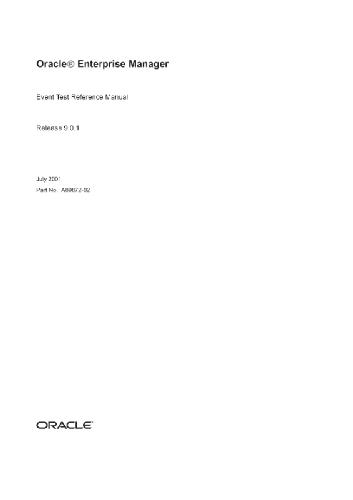 Oracle Enterprise Manager Event Test Reference Manual Part No A8987202 Release 9 0 1 2001 Gosselin J