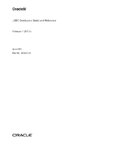 Oracle9i Jdbc Developers Guide And Reference Part No A9021101 Release 9 0 1 Sanko M