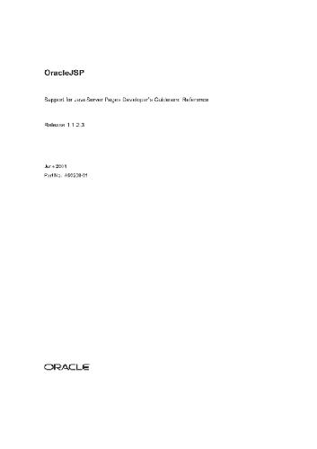 Oraclejsp Support For Javaserver Pages Developeraps Guide And Reference Part No A9020801 2001release 1 1 2 3 Wright B