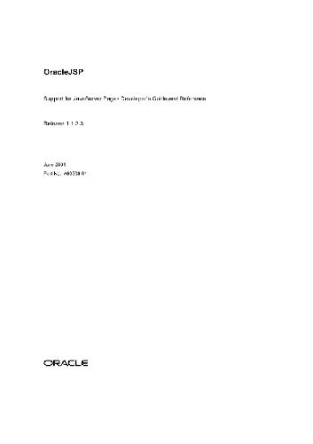 Oraclejsp Support For Javaserver Pages Developers Guide And Reference Part No A9020801 Release 1 1 2 3 Wright B