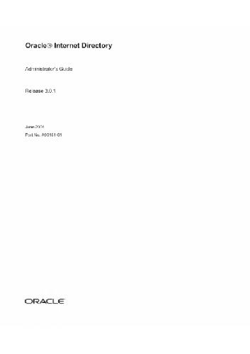 Oracle Internet Directory Administrators Guide Part No A9015101 Release 9 0 1 2001 Smith R
