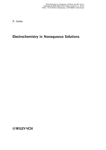 Electrochemistry In Nonaqueous Solutions Izutsu