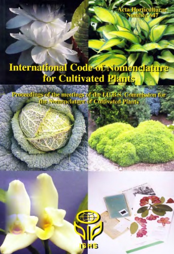 International Code Of Nomenclature For Cultivated Plants 7th Edition C D Brickell