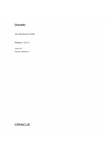 Oracle9i Java Developers Guide Part No A9020901 Release 901 Maring S