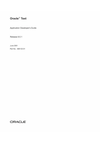 Oracle Text Application Developers Guide Part No A9012201 Release 9 0 1 Mcgregor C