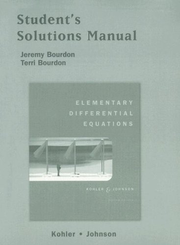 Student Solutions Manual For Elementary Differential Equations 2nd Werner E Kohler
