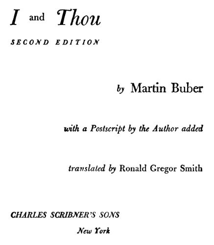 I And Thou Martin Buber