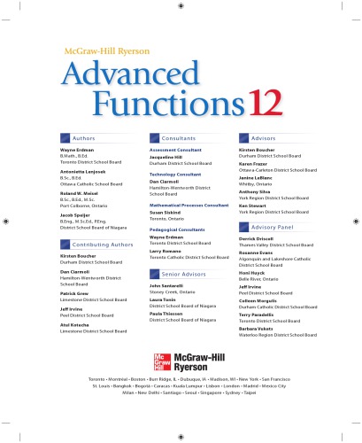 Advanced Functions 12 Wayne Erdman Et Al