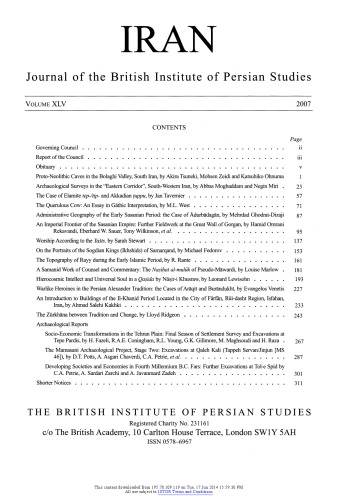 Iran Journal Of The British Institute Of Persian Studies