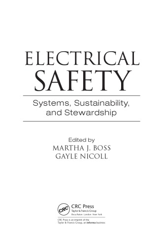 Electrical Safety Systems Sustainability And Stewardship Martha J Boss Gayle Nicoll