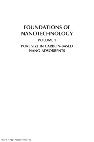 Foundations Of Nanotechnology Volume One Pore Size In Carbonbased Nanoadsorbents A K Haghi