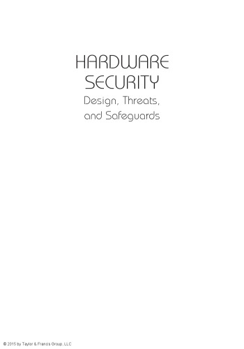 Hardware Security Design Threats And Safeguards Debdeep Mukhopadhyay Rajat Subhra Chakraborty