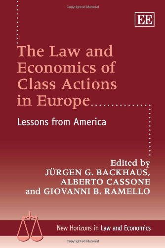 The Law And Economics Of Class Actions In Europe Lessons From America Jurgen G Backhaus Alberto Cassone Giovanni Ramello