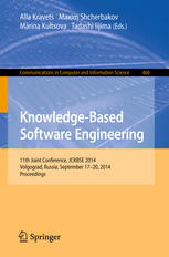 Knowledgebased Software Engineering 11th Joint Conference Jckbse 2014 Volgograd Russia September 1720 2014 Proceedings 1st Edition Alla Kravets