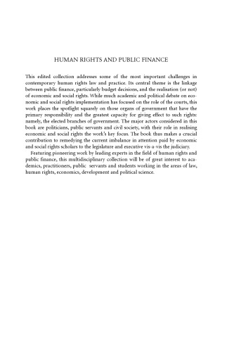 Human Rights And Public Finance Budgets And The Promotion Of Economic And Social Rights Aoife Nolan